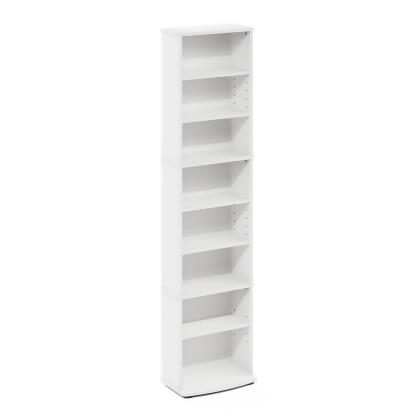 Furinno 17057WH 54.1 x 12.75 x 5.75 in. Jaya Space Saving Multimedia Storage Tower, White 
