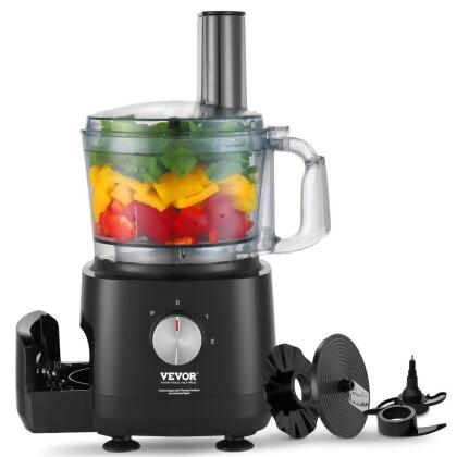 Vevor SPJGJ600WJXSH190NV1 600W Food Processor 9-Cup Vegetable Chopper 2-Speed Stainless Steel Blade Black Electric Food Processor, Black