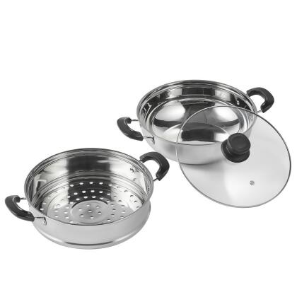 Vevor DCZG28CM00009GWUDV0 11 in. Steamer Pot for Cooking with 3 qt. Stock Pot & Vegetable Steamer Stainless Steel Food Steamer 