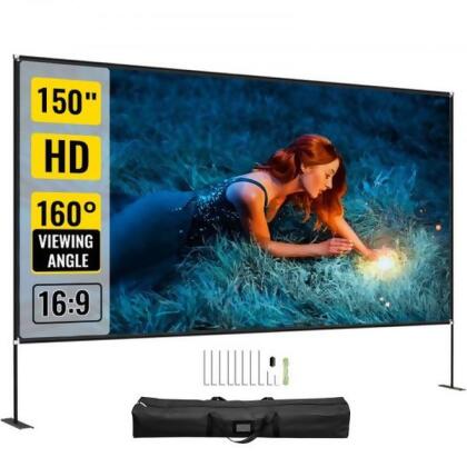 Vevor DSTPMYC150IOC3LUQV0 150 in. Portable Movie Projector Screen with 16-9 4K HD Stand Wide Angle