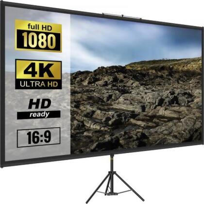 Vevor TYPMDZC10016968W7V0 100 in. Tripod Projector Portable Screen with 16-9 4K HD Stand Wrinkle-Free Height Adjustable