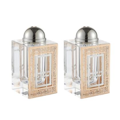 Schonfeld Collection 230805 Crystal Salt & Pepper Holders with Gold & Silver Plates - Set of 2 