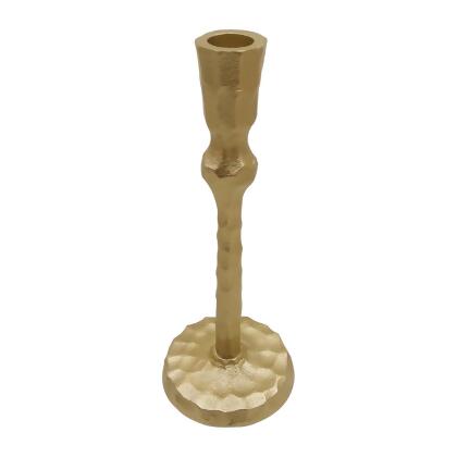 Sagebrook Home 18201-01 9 in. Metal Hammered Taper Candleholder, Gold 