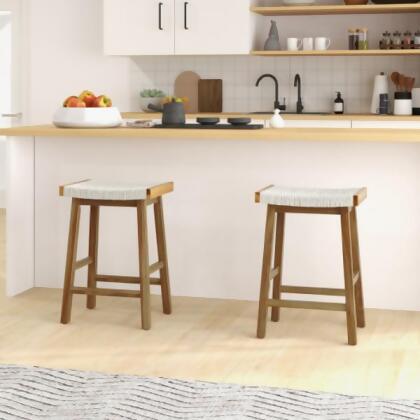 Total Tactic JV11219 25.5 in. Dining Bar Stool with Seaweed Woven Seat, Natural & Beige - Set of 2 