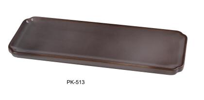 Yanco PK-513 13 x 5.25 x 0.75 in. Peacock Rectangular China Sushi Plate, Gray - Pack of 12 