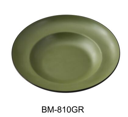 Yanco BM-810GR Birmingham 10.75 x 7 x 2.25 in. Mediterranean Pasta Bowl, Gray & Green Color - 12 oz - Melamine - Pack of 24 