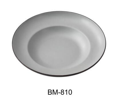 Yanco BM-810 Birmingham 10.75 x 7 x 2.25 in. Mediterranean Pasta Bowl, Gray & Black - 12 oz - Melamine - Pack of 24 