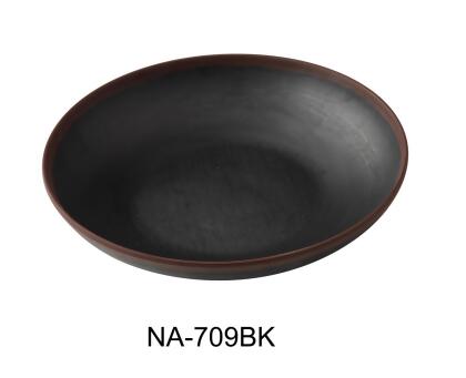 Yanco NA-709BK Nature Art 9 x 1.75 in. Salad & Pasta Bowl, Black - 28 oz - Melamine - Pack of 24 