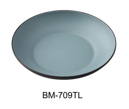 Yanco BM-709TL Birmingham 9 x 1.75 in. Salad & Pasta Bowl, Gray & Teal Color - 30 oz - Melamine - Pack of 24 