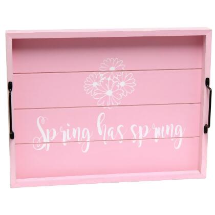 Elegant Designs Decorative Wood Serving Tray w/ Handles, 15.50in. x 12in., Spring has Sprung 