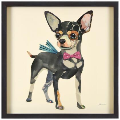 Empire Art Direct 'Chihuahua' Alex Zeng's dimensional collage,under glass & a black shadow box frame 