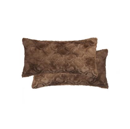 Luxe 676685046888 Home Decor Belton Faux Fur Pillow | 2-Piece | Brown mink | 12'x20' 