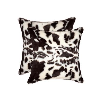 Luxe 676685041227 Home Decor Belton Faux Fur Pillow | 2-Piece | Brownsville chocolate/white | 18'x18' 