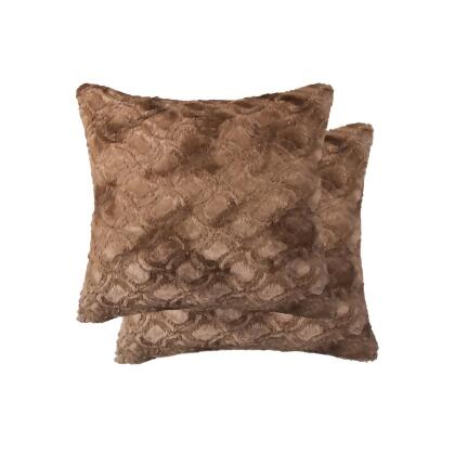 Luxe 676685046857 Home Decor Belton Faux Fur Pillow | 2-Piece | Brown mink | 18'x18' 