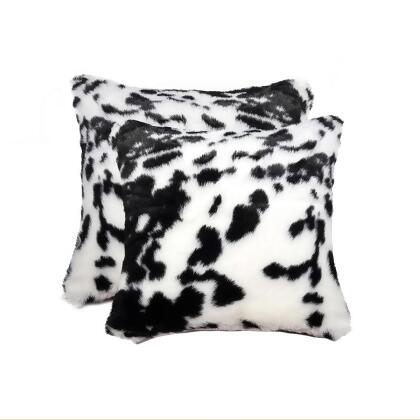 Luxe 676685041203 Home Decor Belton Faux Fur Pillow | 2-Piece | Sugarland black & white | 18'x18' 