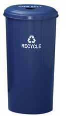 Witt Industries 10/1DTDB Tall round recycling wastebasket & top with 4'' round opening- recycle blue 