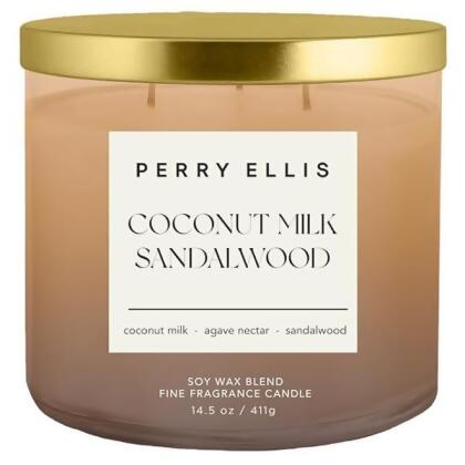 Perry Ellis 481821 14.5 oz Unisex Perry Ellis Coconut Milk & Sandalwood Scented Candle 