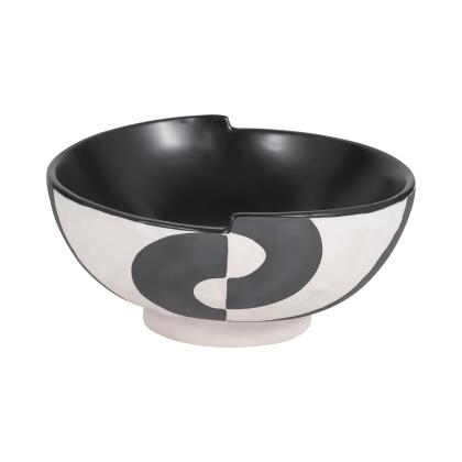 Sagebrook Home 18379 12 in. Contemporary Deep Bowl, Black & White 