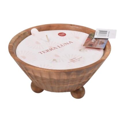 Sagebrook Home 80374-01 9 in. Footed Bowl & Scented Wax with 3 Ball Feet, Natural Brown 