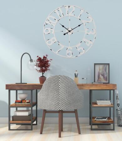 Utopia Alley CL23WW Manhattan Industrial Wall Clock Analog , White - 30 in. 