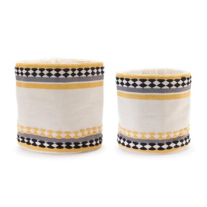 Melrose 88413DS 14 x 13 & 16 x 15.5 in. Cotton Basket, Cream & Brown - Set of 2 