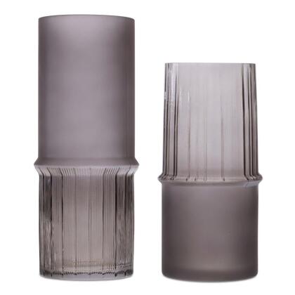 Melrose 92123DS 8.5 & 10 in. Glass Vase, Grey - Set of 2 