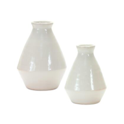 Melrose International 85258DS 7 in. Decorative Terra Cotta Vase, Neutral Tone - Set of 2 