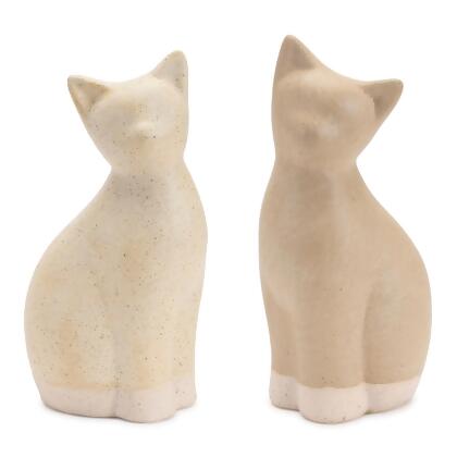 Melrose 92420DS 8 in. Ceramic Cat Figurine, Beige - Set of 2 