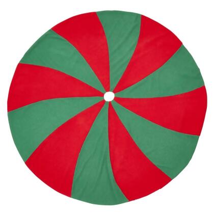 Saro Lifestyle 1239.RG72R 72 in. Round Winter Wonderland Candy Cane Tree Skirt, Red & Green 