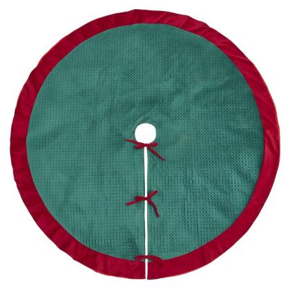Saro Lifestyle 9036.RG60R 60 in. Round Pinsonic Velvet Tree Skirt, Red & Green 