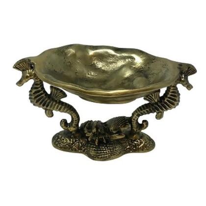 Metrotex Designs 14036 2 Seahorses with Oval Bowl - Gold 