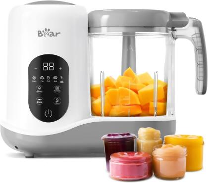 Bear HD-Bear BEAR 2024 Baby Food Maker | One Step Baby Food Processor Steamer Puree Blender | Auto Cooking & Grinding | Self Cleans |Touch Screen Control, White