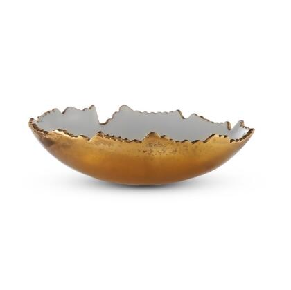 A&M Judaica & Gifts 60395 9 in. Ivory Enameled Bowl with Gold 