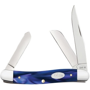 Case Cutlery C23448 3.25 in. 3 Blade Medium Stockman Blue Pearl Kirinite Stainless Steel Pocket Knife - All