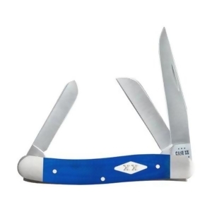 Case Cutlery C16752 3.25 in. 3 Blade Stockman Blue G-10 Satin Stainless Pocket Knife - All