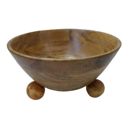 Sagebrook Home 20804-01 12 in. Bowl with Ball Feet, Natural 