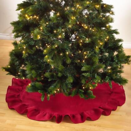 Saro Lifestyle 9613.R84R 84 in. Jute Christmas Round Tree Skirt, Red 