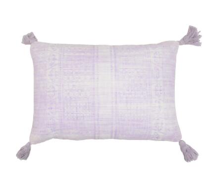 HomeRoots 534754 16 x 24 in. Purple & White Abstract Cotton Throw Pillow Cover with Tassels 