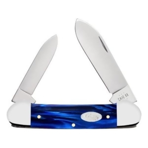 Case Cutlery C23447 4.375 in. 2 Blade Canoe Blue Pearl Kirinite Stainless Pocket Knife - All