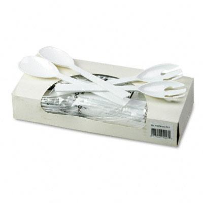 Tablemate W95PK4 Table Set Plastic Serving Forks and Spoons White 2 Each Pack 12 Packs/box 