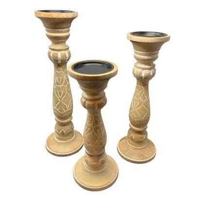 Metrotex Designs 17004 Norfolk Candle Holders - Bleached Wood 