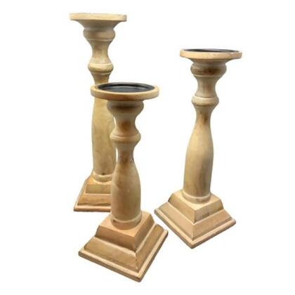 Metrotex Designs 17005 Manzanita Candle Holders - Bleached Wood 