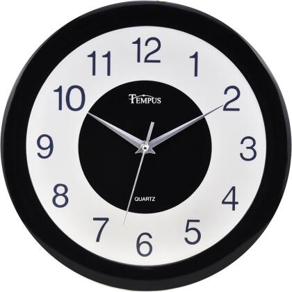 V-Light VLUTC1236728B 12 in. Tempus Clock Decorative Plastic Wall Clock, Black 