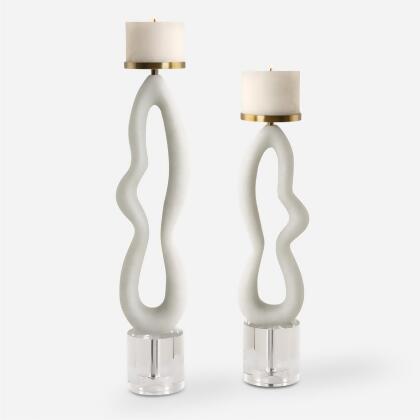 Uttermost 18160 Feamelo Stone Candleholders, Ivory - Set of 2 