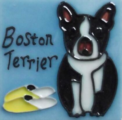 Continental Art Center M-2007 3 x 3 in. Boston Terrier Dog Ceramic Magnet 