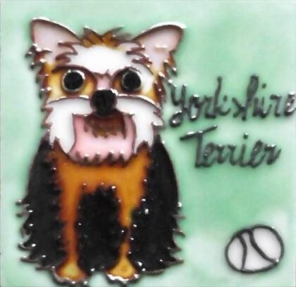Continental Art Center M-2001 3 x 3 in. Yorkshire Terrier Dog Ceramic Magnet 