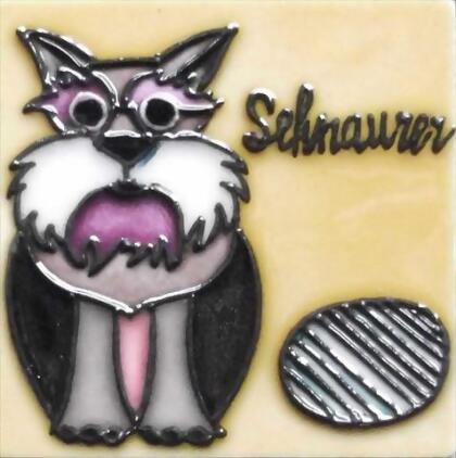 Continental Art Center M-2008 3 x 3 in. Schnauzer Dog Ceramic Magnet 