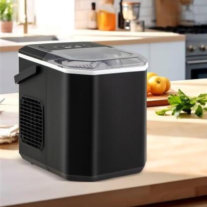 Total Tactic ES10379US-BK Ice Maker Countertop with Self-Cleaning for Home Kitchen Office Party - Black 