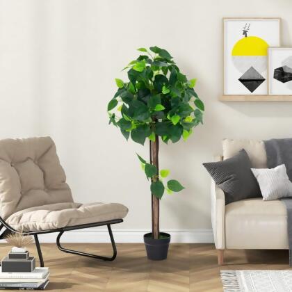 Total Tactic HZ10236 45 in. Artificial Hydrangea Tree with Real Wood Trunk & Realistic Hydrangea Leaves 