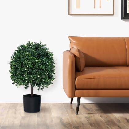 Total Tactic HZ10238 Artificial Boxwood Topiary Ball Tree Faux Bushes Ball Plants with UV Rated Leaves 